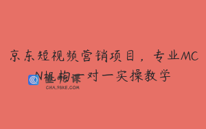 京东短视频营销项目，专业MCN机构一对一实操教学