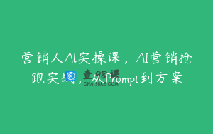 营销人Al实操课，AI营销抢跑实战，从Prompt到方案