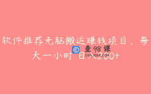 软件推荐无脑搬运赚钱项目，每天一小时 日入200+
