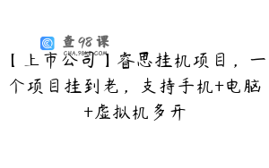 【上市公司】睿思挂机项目，一个项目挂到老，支持手机+电脑+虚拟机多开