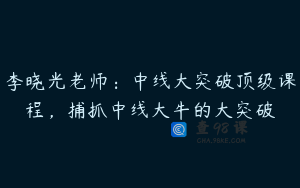 李晓光老师：中线大突破顶级课程，捕抓中线大牛的大突破