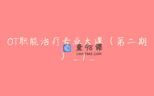OT职能治疗专业大课（第二期）_1_