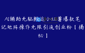AI辅助无脑搬运小红薯爆款笔记矩阵操作无限引流创业粉【揭秘】