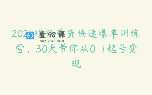 2024视频带货快速爆单训练营，30天带你从0-1起号变现