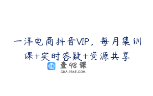 一洋电商抖音VIP，每月集训课+实时答疑+资源共享