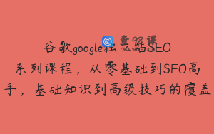 谷歌google独立站SEO系列课程，从零基础到SEO高手，基础知识到高级技巧的覆盖