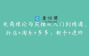 电商理论与实操从入门到精通，抖店+淘系+多多：新手+进阶