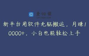 新平台用软件无脑搬运，月赚10000+，小白也能轻松上手