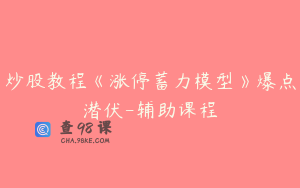 炒股教程《涨停蓄力模型》爆点潜伏-辅助课程