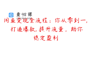 闲鱼变现全流程：你从零到一, 打造爆款, 提升流量，助你稳定盈利