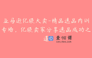亚马逊亿级大卖-精品选品内训专场，亿级卖家分享选品成功之道