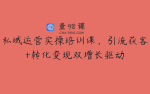 私域运营实操培训课,引流获客+转化变现双增长驱动