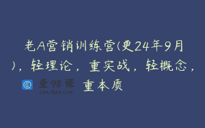 老A营销训练营(更24年9月)，轻理论，重实战，轻概念，重本质