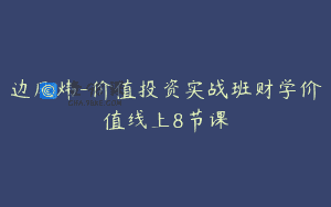 边风炜-价值投资实战班财学价值线上8节课