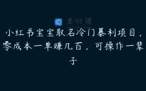 小红书宝宝取名冷门暴利项目,零成本一单赚几百,可操作一辈子
