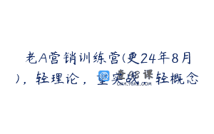 老A营销训练营(更24年8月)，轻理论，重实战，轻概念