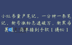 小红书量产笔记，一分种一条笔记，新号涨粉急速破万，新黑马赛道，商单接到手软【揭秘】