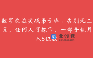 数字改运实战弟子班：告别死工资，任何人可操作，一部手机月入5位数