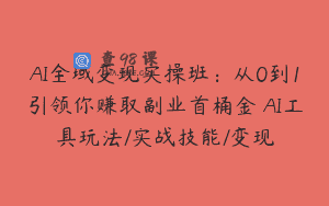 AI全域变现实操班：从0到1引领你赚取副业首桶金 AI工具玩法/实战技能/变现