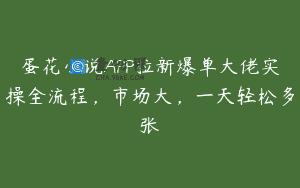 蛋花小说APP拉新爆单大佬实操全流程，市场大，一天轻松多张