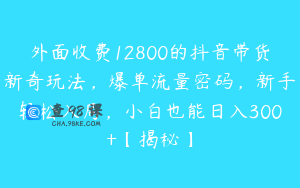 外面收费12800的抖音带货新奇玩法,爆单流量密码,新手轻松入局,小白也能日入300+【揭秘】
