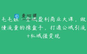 毛毛姐·全域盈利商业大课，做懂流量的操盘手，打通公域引流+私域强变现