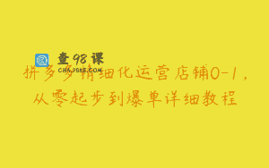 拼多多精细化运营店铺0-1，从零起步到爆单详细教程
