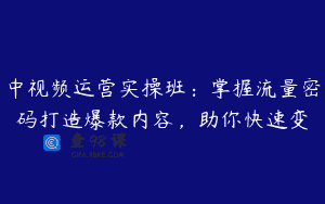 中视频运营实操班：掌握流量密码打造爆款内容，助你快速变