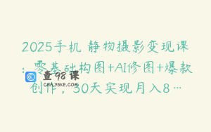 2025手机 静物摄影变现课：零基础构图+AI修图+爆款创作，30天实现月入8…