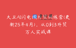 大卫AI闪电做外贸训练营(更新25年4月)，从0到3外贸万人实战课