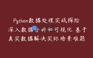 Python数据处理实战探险 深入数据分析和可视化 基于真实数据解决实际场景难题