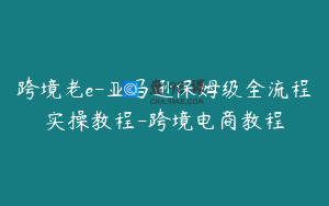 跨境老e-亚马逊保姆级全流程实操教程-跨境电商教程