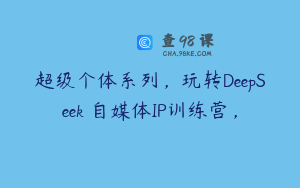 超级个体系列，玩转DeepSeek・自媒体IP训练营，