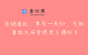 自动挂机，单号一天5+，可批量放大安全稳定【揭秘】