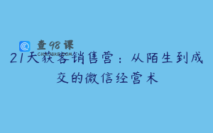 21天获客销售营：从陌生到成交的微信经营术