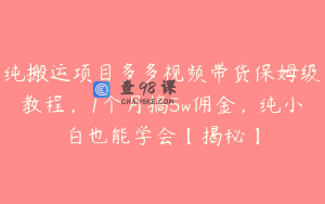 纯搬运项目多多视频带货保姆级教程，1个月搞5w佣金，纯小白也能学会【揭秘】