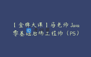 【金牌大课】马老师 Java零基础后端工程师（P5）