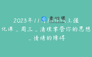2023年11月15日线上强化课_周三_清理掌管你的思想_情绪的障碍