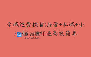 全域运营操盘(抖音+私域+小红书)，IP打造高效简单