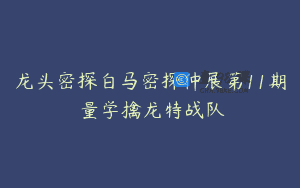 龙头密探白马密探仲展第11期 量学擒龙特战队￼