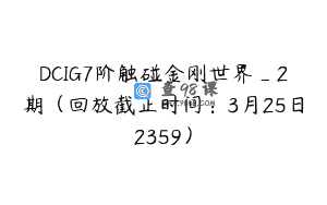 DCIG7阶触碰金刚世界_2期（回放截止时间：3月25日2359）