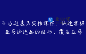 亚马逊选品实操课程，快速掌握亚马逊选品的技巧，覆盖亚马