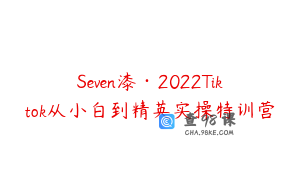Seven漆·2022Tiktok从小白到精英实操特训营