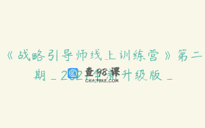 《战略引导师线上训练营》第二期_2021全新升级版_