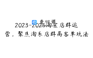 2023-2025淘宝店群运营，聚焦淘系店群高客单玩法