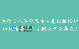 赵泽《八字命理学》基础教程知识到精通（八字初级中级高级）