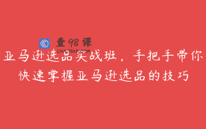 亚马逊选品实战班，手把手带你快速掌握亚马逊选品的技巧