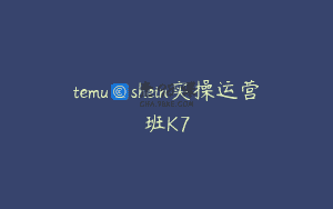 temu_shein实操运营班K7