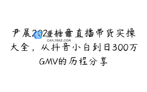 尹晨2021抖音直播带货实操大全，从抖音小白到日300万GMV的历程分享