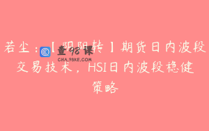 若尘：【阴阳转】期货日内波段交易技术，HSI日内波段稳健策略